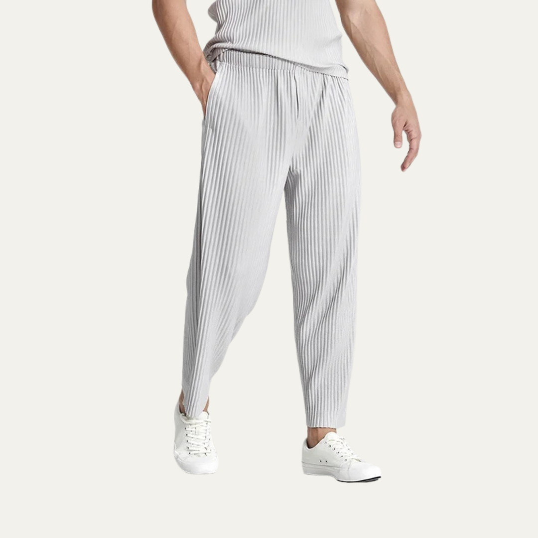 The Aldercrest Men’s Summer Pleated Ice Silk Straight Leg Pants