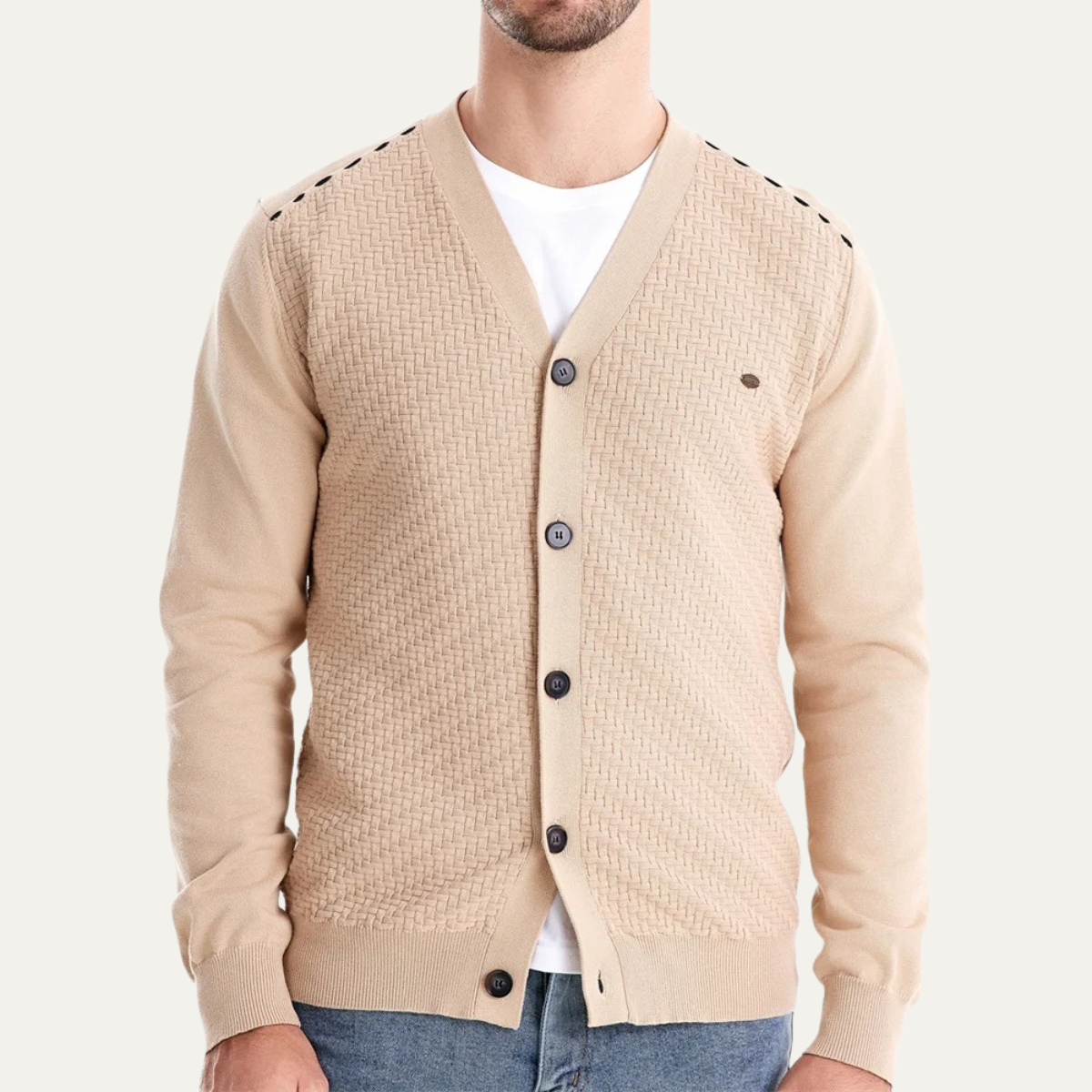 The Dulwich Men’s Casual V Neck Button Front Knit Cardigan