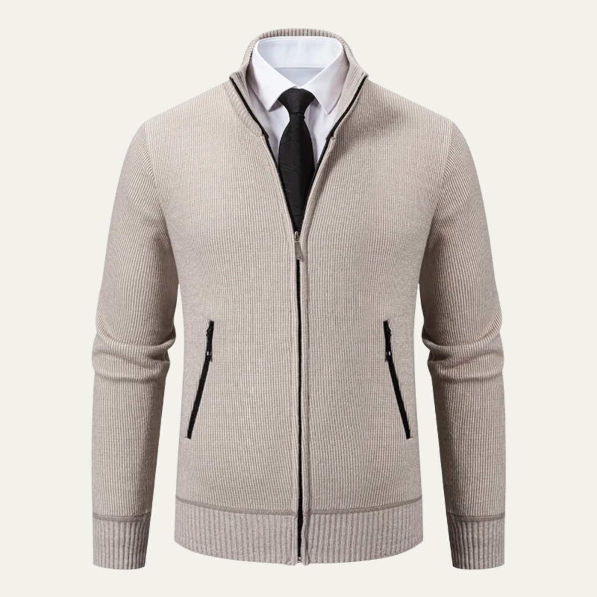 The Inverness Men’s Elegant Knit Zip Cardigan with Pockets