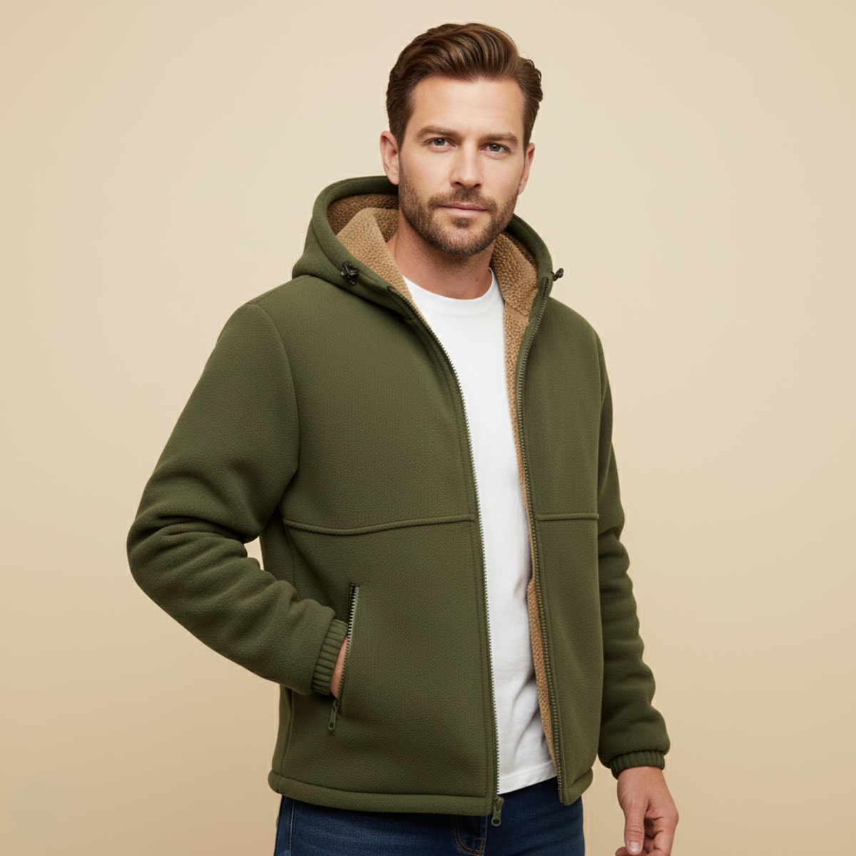 The Hearthstone Men’s Fleece Lined Warm Hooded Jacket
