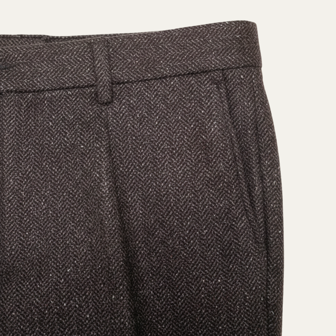 The Bridgecrest Men’s High Waisted Herringbone Retro Tweed Pants