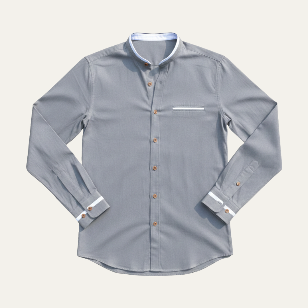 The Silverhaven Ridge Men’s Standing Collar Business Button Up Shirt