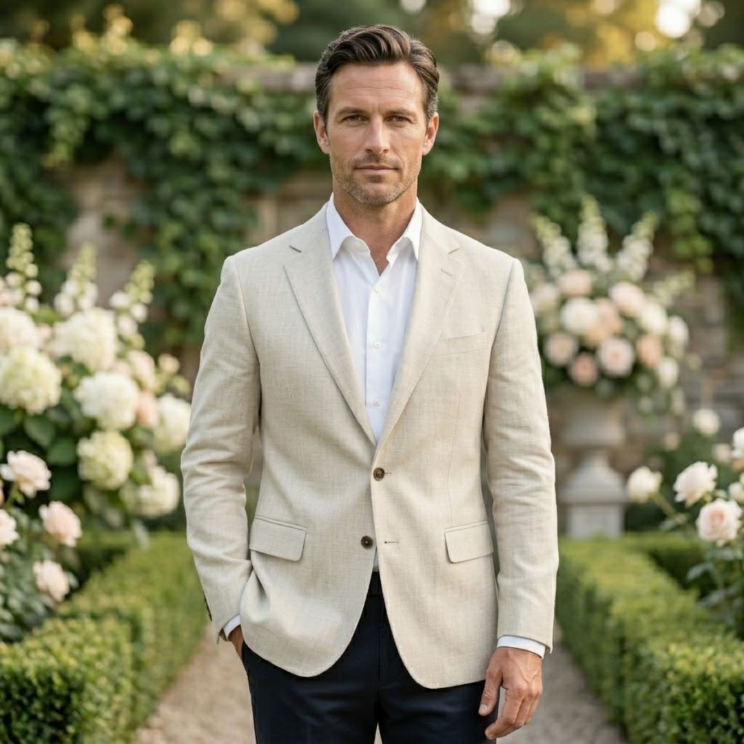 The Brenton Men's Smart Casual Slim Fit Linen Blazer - Wedding Guest