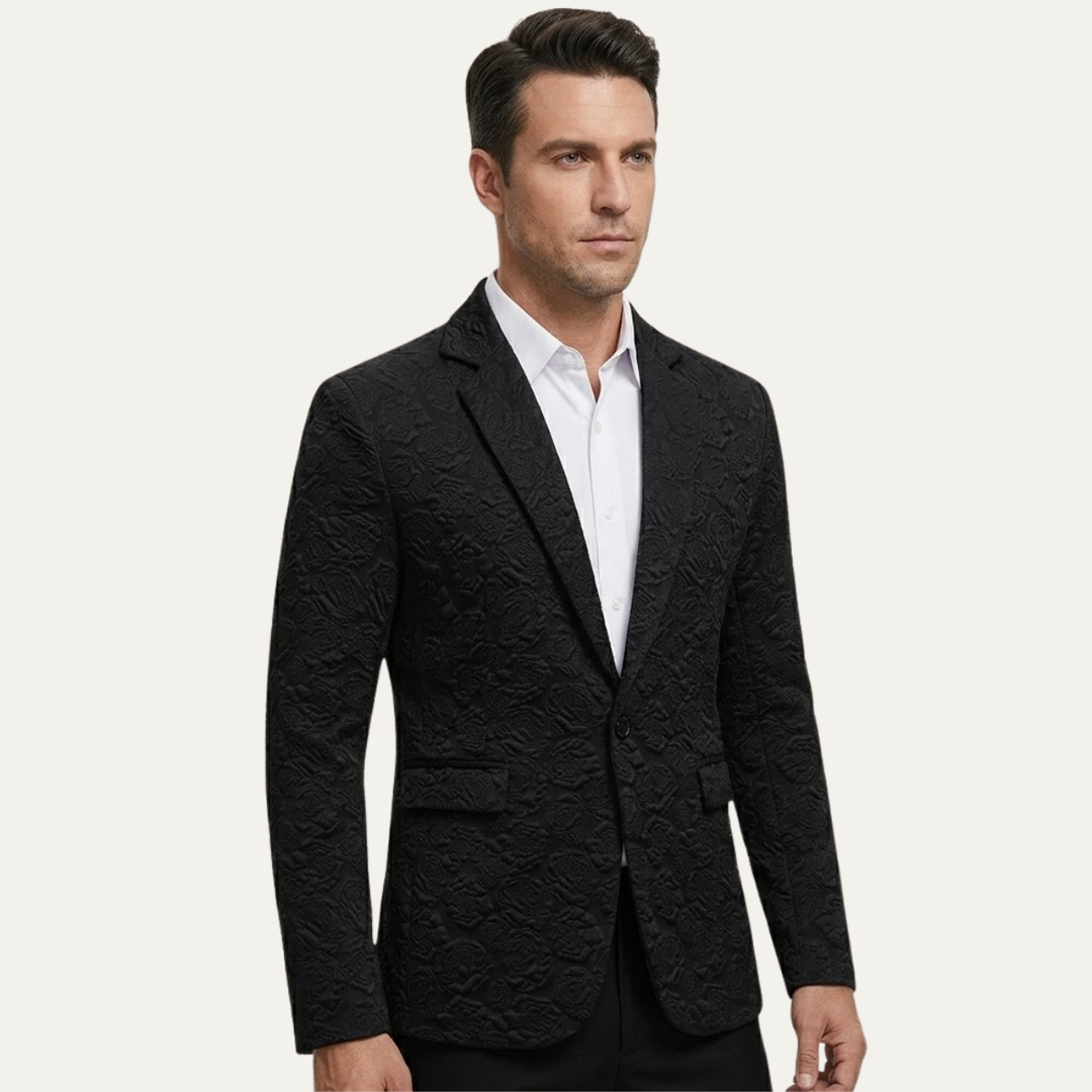 The Ceccano Men’s Casual Textured Rose Pattern Slim Fit Blazer