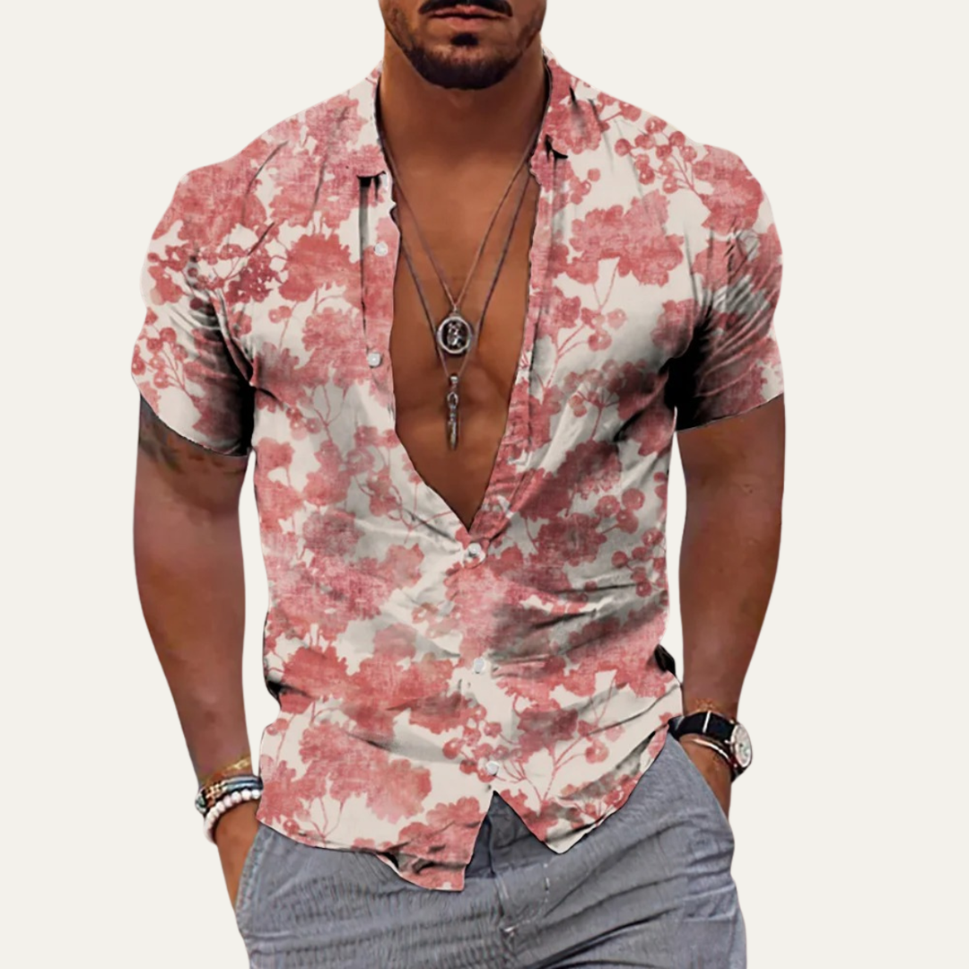 The Ironwood Hill Men’s Soft Tropical Coconut Print Hawaiian Beach Shirt