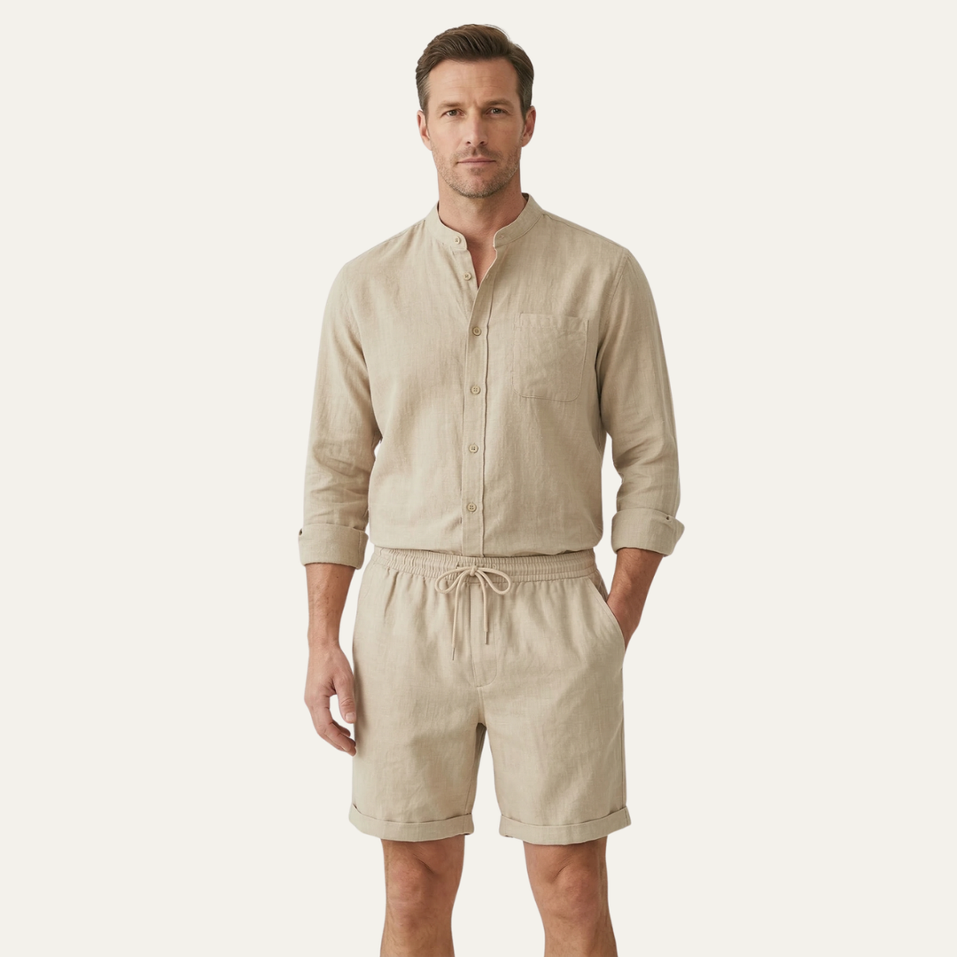 The Glenbrook Park Men’s Cotton Linen Set – Shirt & Shorts