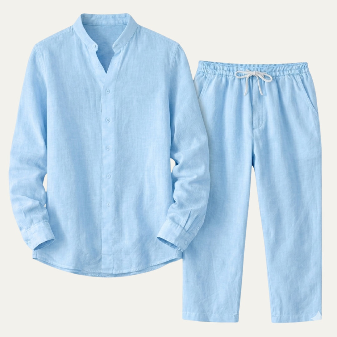 The Cedarbrook Men’s Trendy Cotton Linen Set –  Shirt & Pants