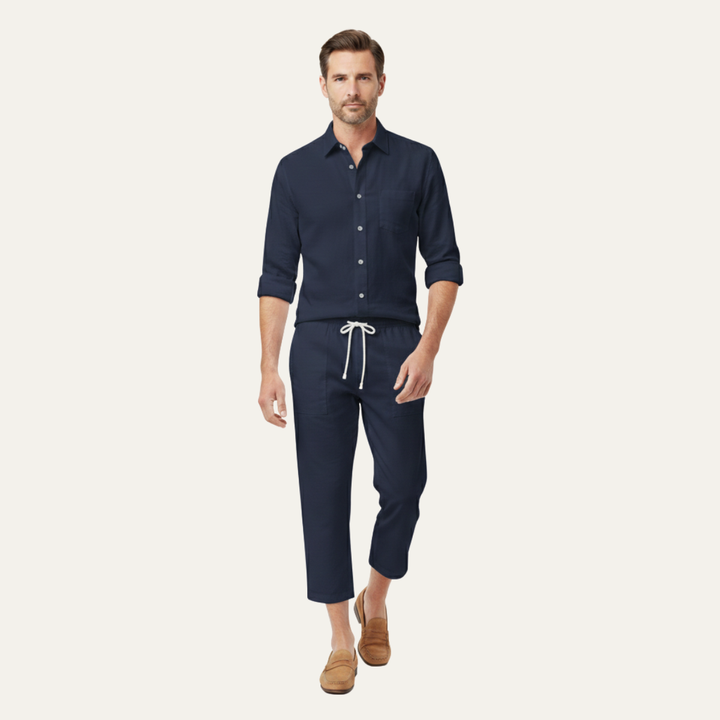 The Meadowcrest Men’s Casual Lightweight Summer Set – Shirt & Pants Set
