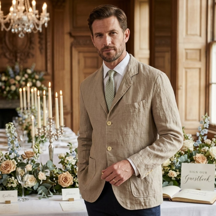 The Milan Men's Stylish Cotton Jacket - Lightweight Blazer - Wedding Guest