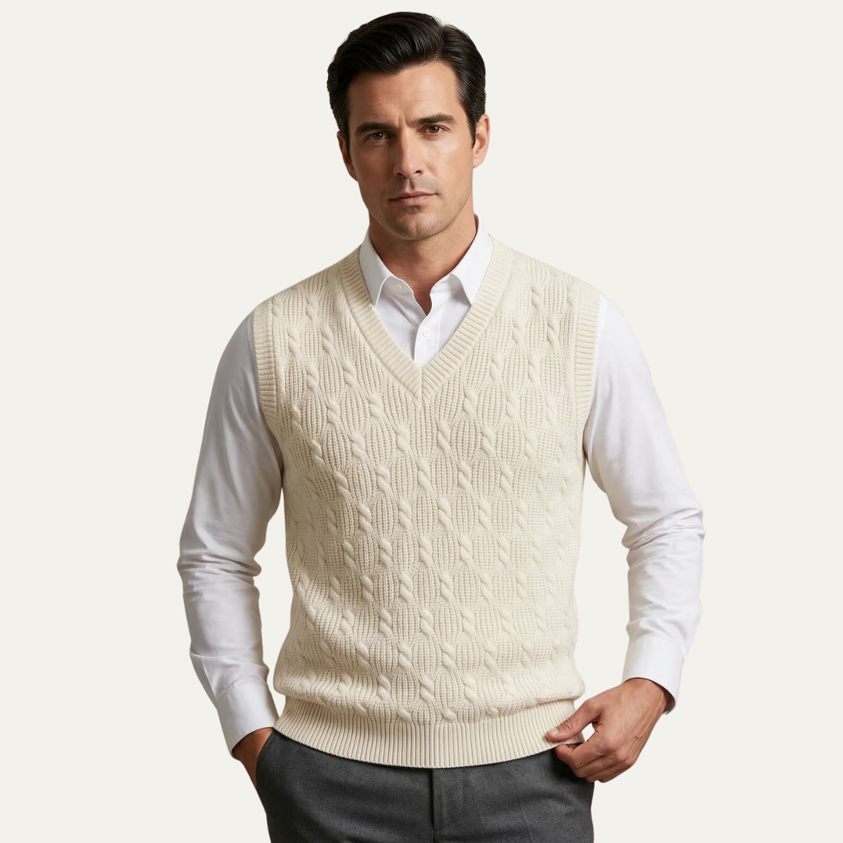 The Alberobello Men’s Warm Textured Knitted V Neck Sweater Vest