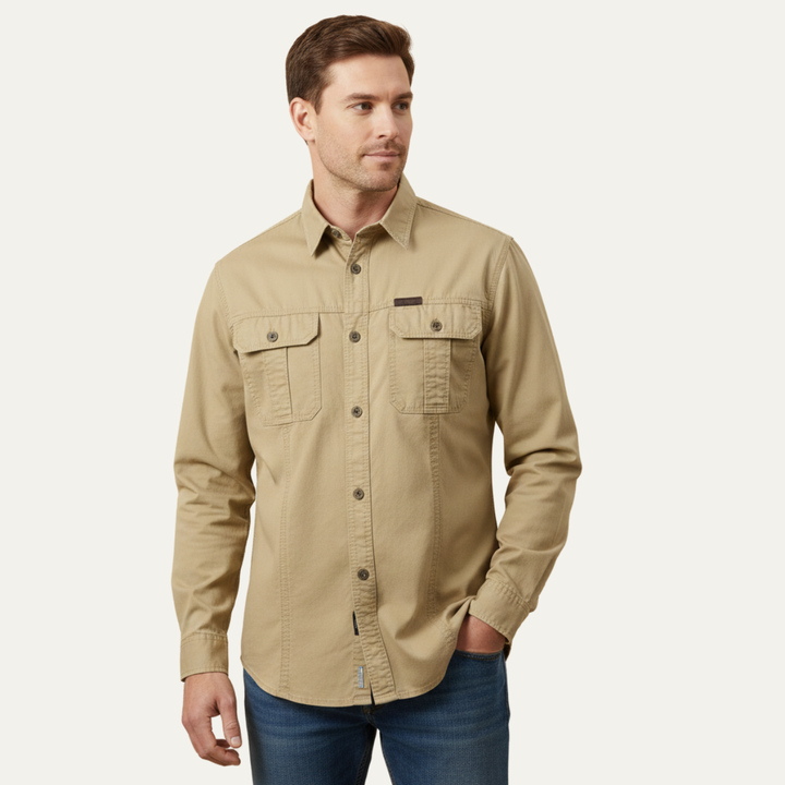 The Ashton Ridge Men’s Solid Color Multi Pocket Cargo Shirt
