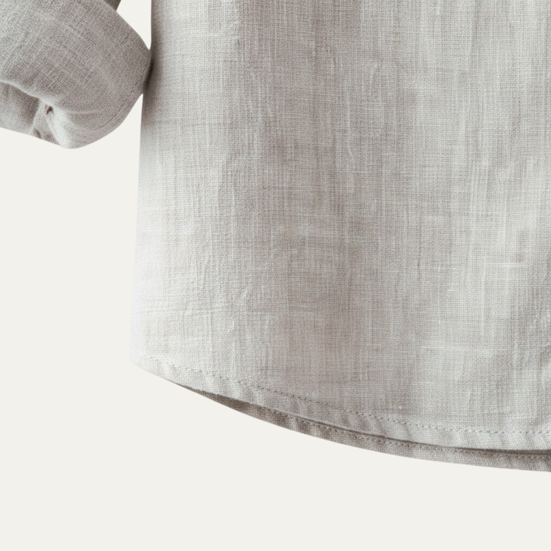 The Brookfield Lane Men’s Vintage Thin Round Neck Linen Shirt