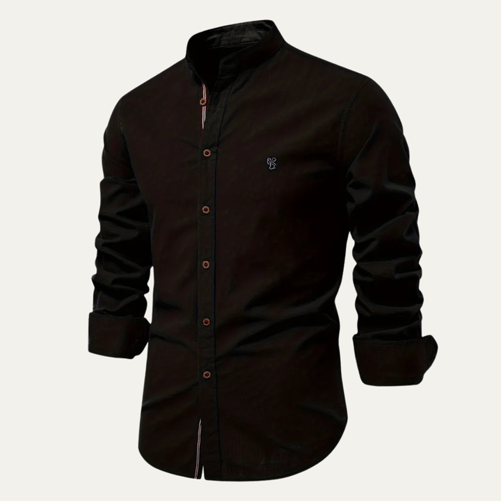 The Brookline Men’s Casual Slim Fit  Stand Collar Cotton Shirt