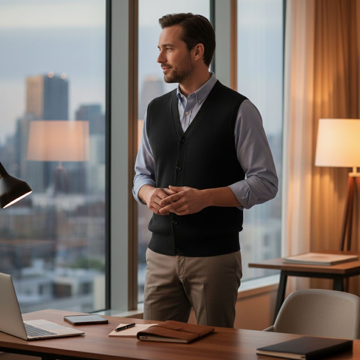 The Castellammare Men’s Smart Button Knit Waistcoat Sweater Vest