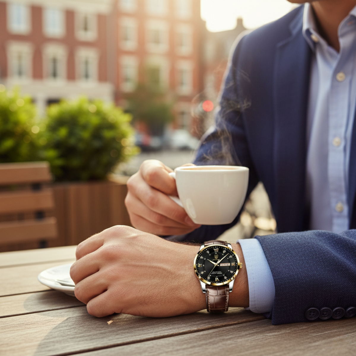 The Paris by Night Luxury Classic Men’s Watch – Premium Leather Strap