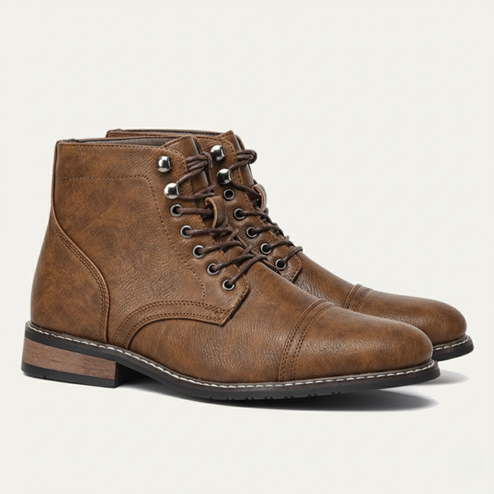 The Porto Cervo Men’s Durable  Faux Leather Lace Up Ankle Boots