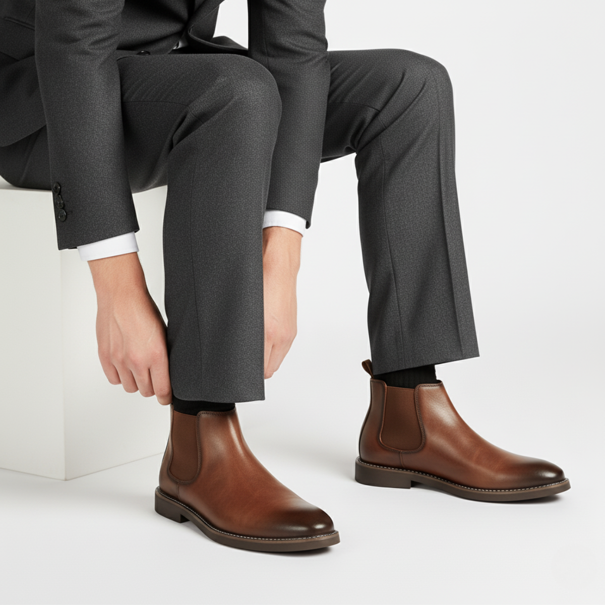 The Wrexham Men's Casual Leather Slip On Chelsea Boots