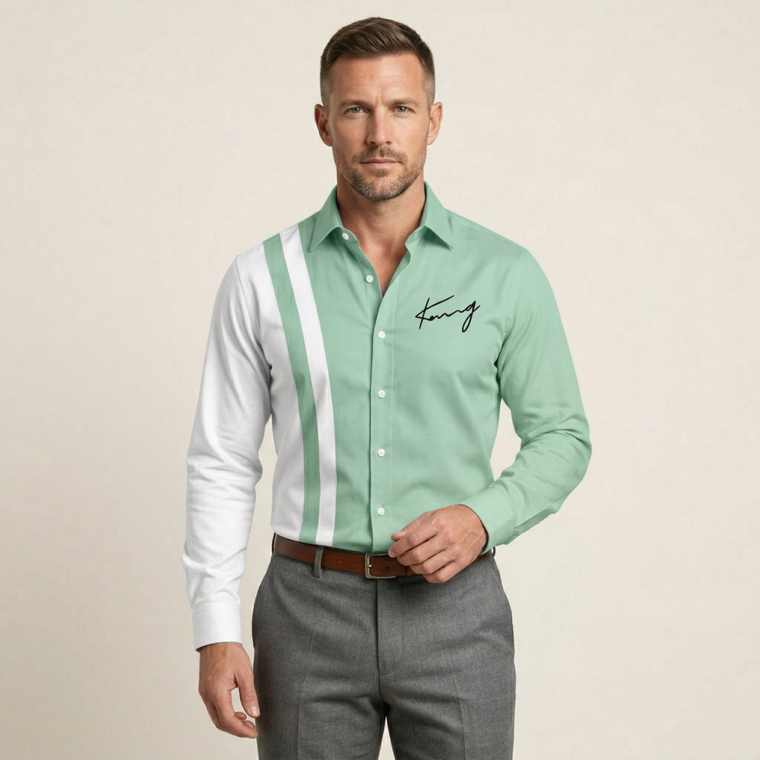 The Como Men’s Trendy Color Block Striped Dress Shirt