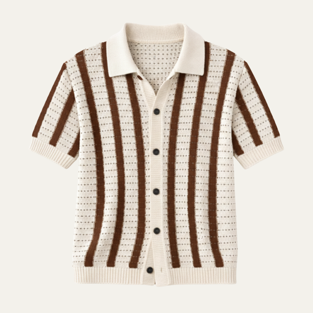 The Bristol Men’s Breathable Striped Knitted Polo Shirt