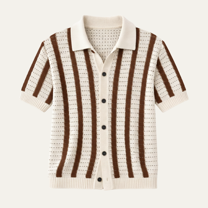 The Bristol Men’s Breathable Striped Knitted Polo Shirt