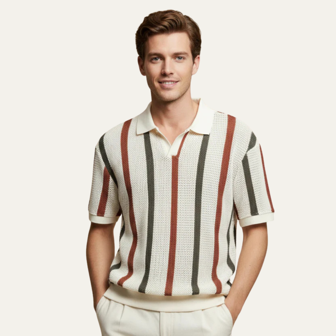 The Brianza Men’s Vintage Style Striped Knit Polo