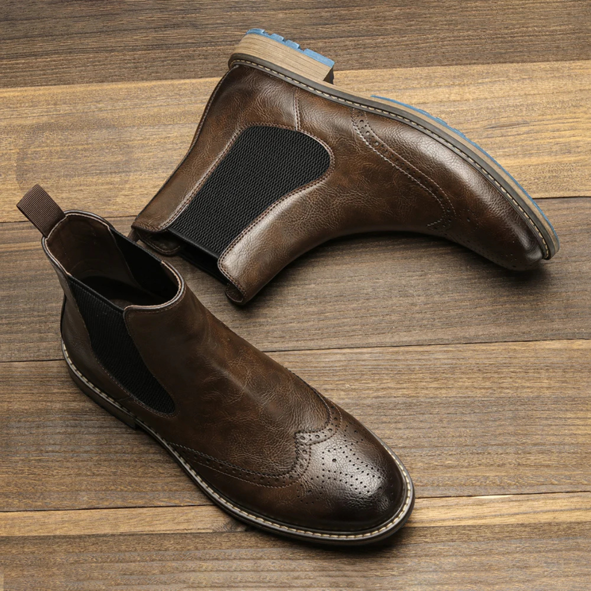 The Monopoli Men’s Classic Brogue Slip On Chelsea Boots