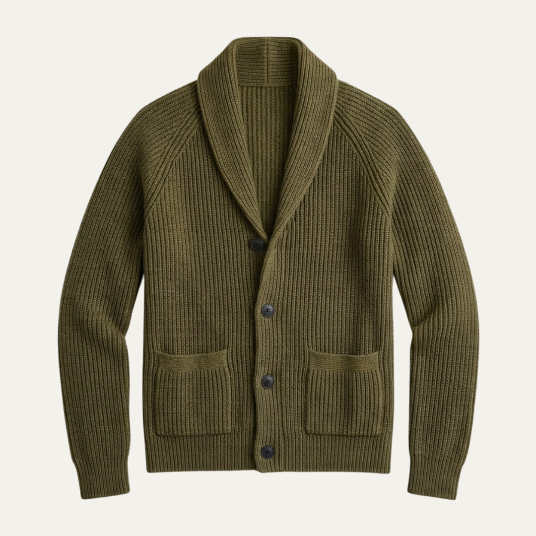 The Rome Men’s Casual Button Up Cable Knit Shawl Collar Cardigan