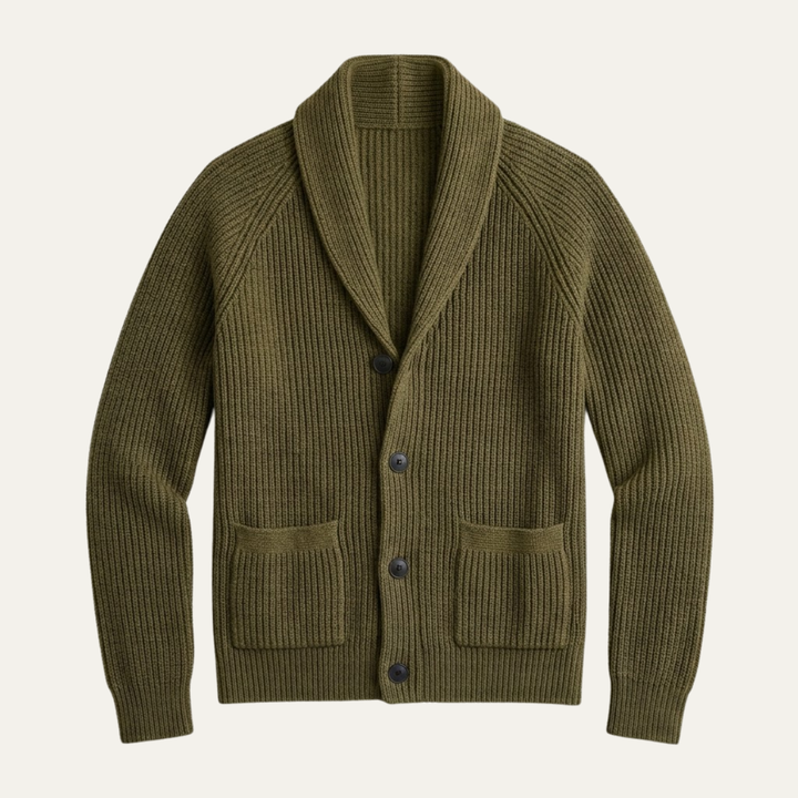 The Rome Men’s Casual Button Up Cable Knit Shawl Collar Cardigan