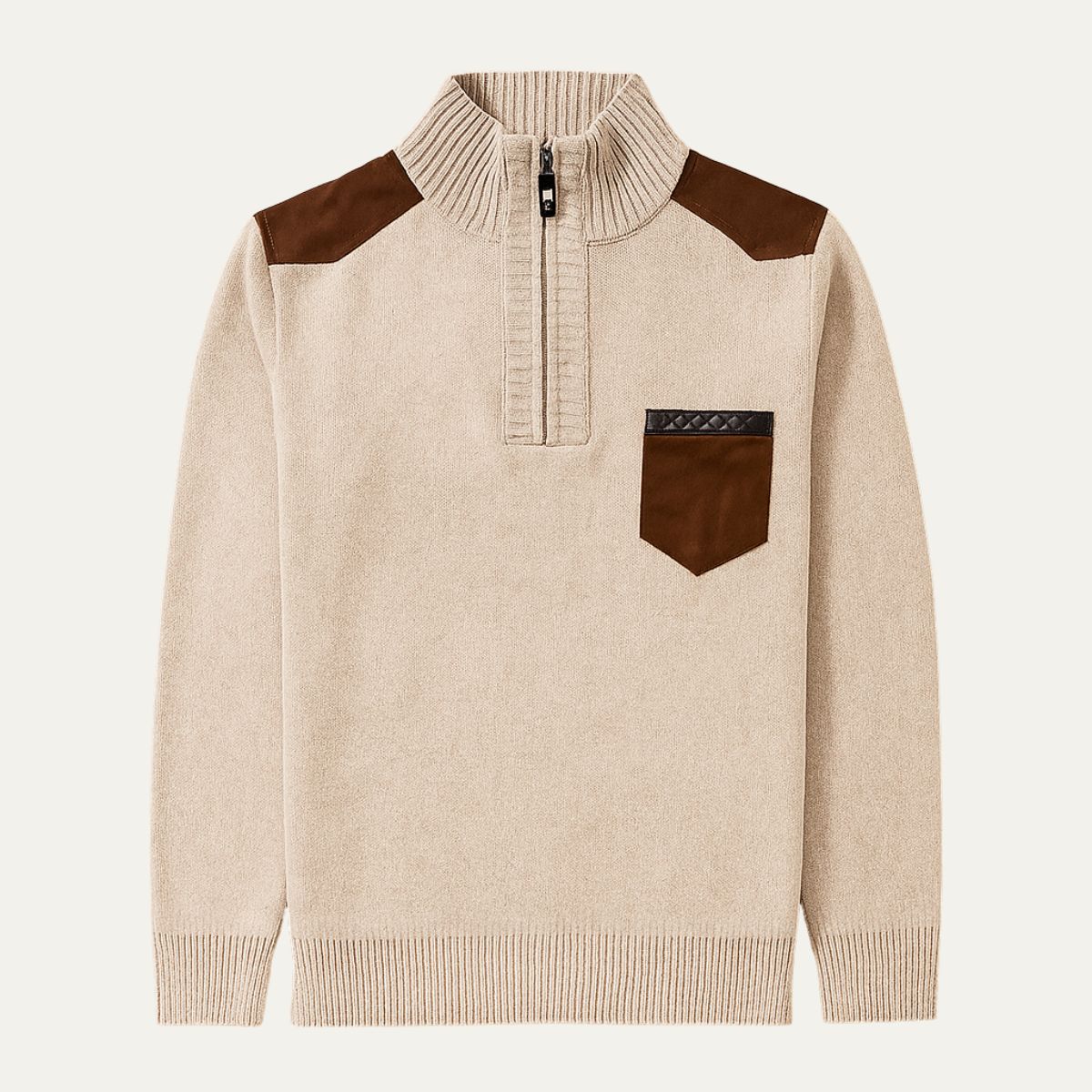 The Garrick Patchwork Half-Zip Sweater for Men