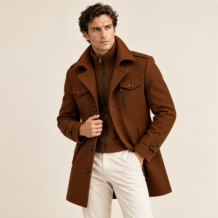 Men's Wool Blend Pea Coat Black
