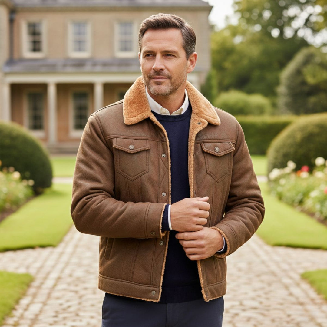 The Braxton Men’s Shearling Vintage Faux Leather Jacket