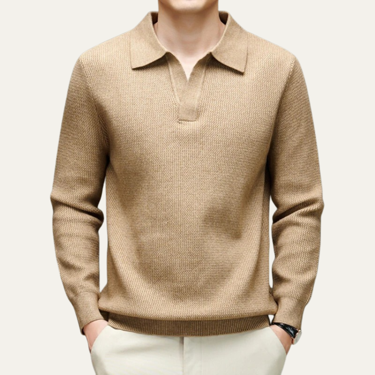 The Moncalvo Men’s Cashmere Knit Shirt Collar Sweater