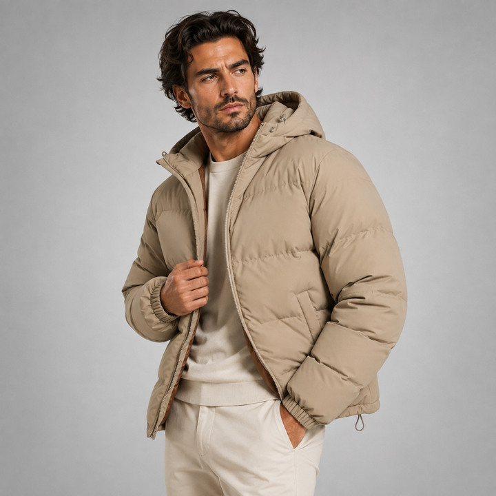 Men's Hooded Puffer Jacket - Waterproof Down Winter Coat