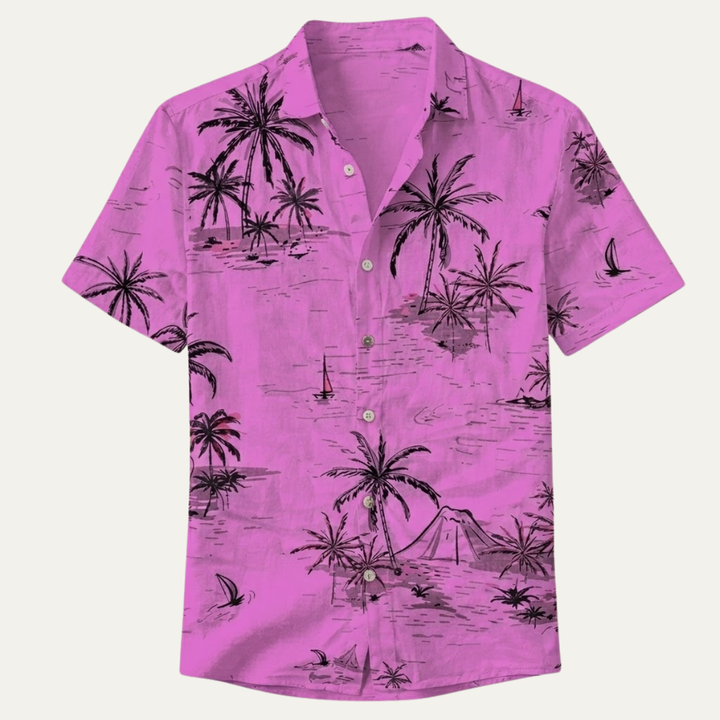 The Willowrun Men’s Classic Tropical Coconut Print Hawaiian Beach Shirt