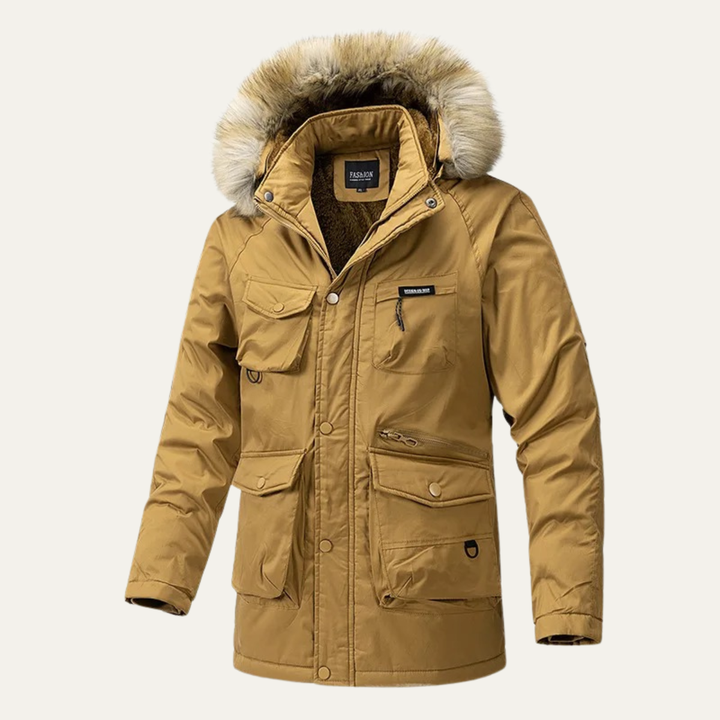 The Sassari Men's Outdoor Hooded Long Down Jacket with Multip Pocket