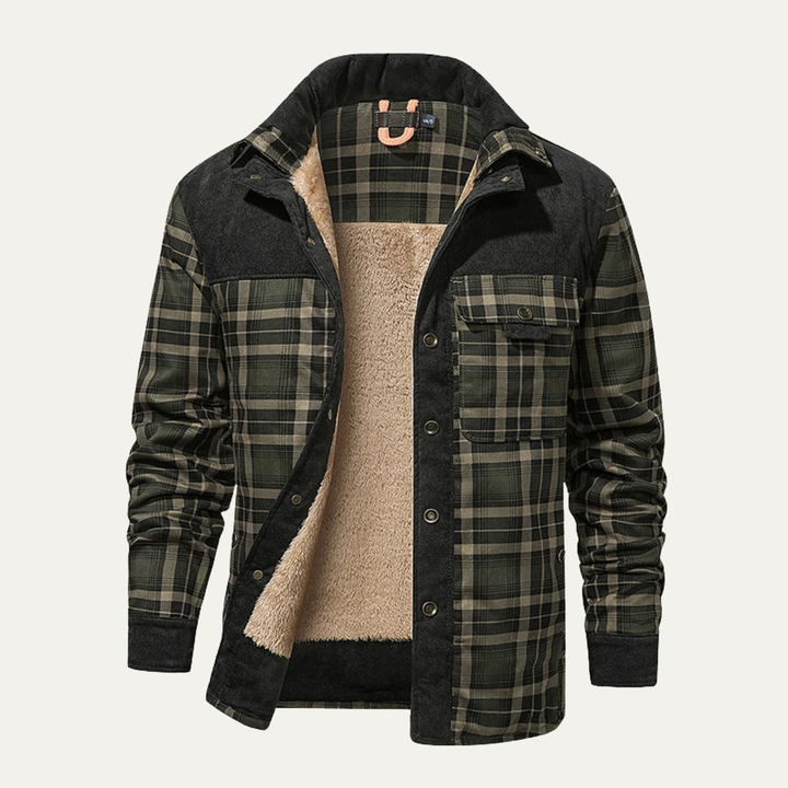 The Orvieto Men’s Stylish Plaid Flannel Jacket with Multi Pocket