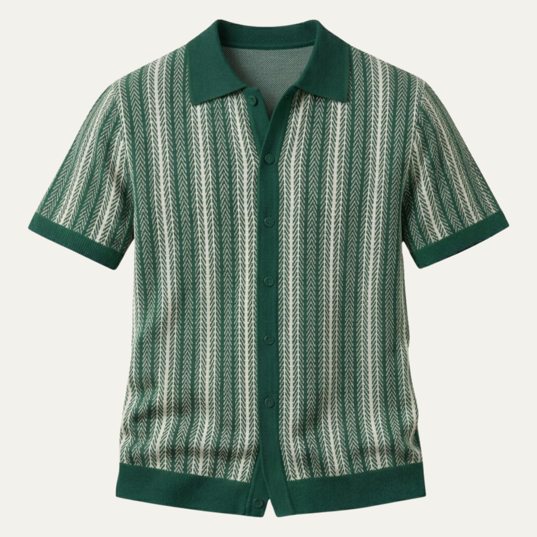 The Montalcino Men’s Retro Striped Knit Lightweight Polo Shirt