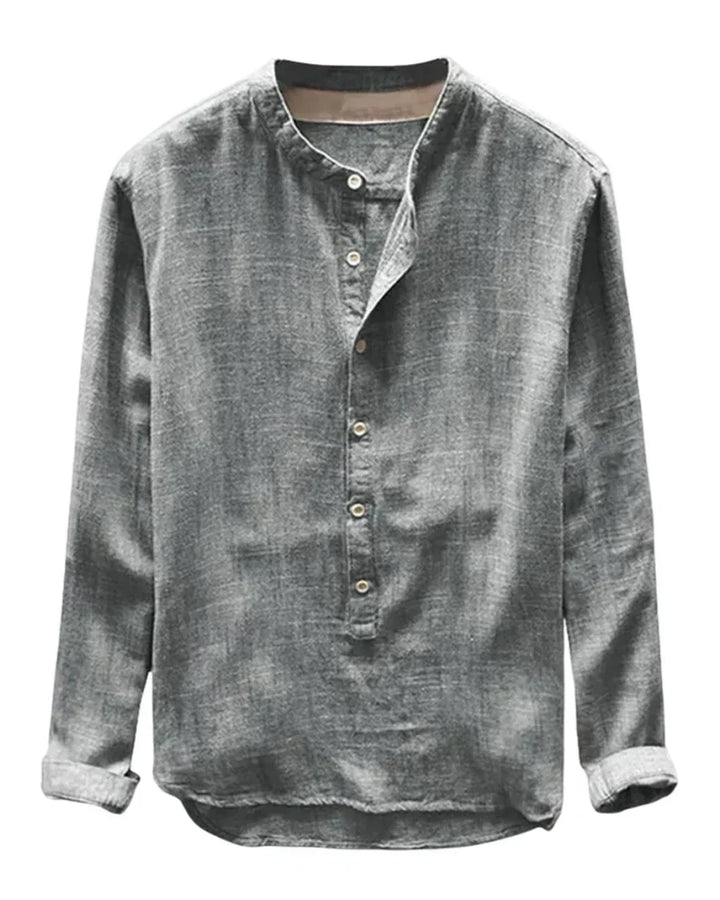 The Brooklyn Men's Vintage Collar Linen Henley Shirt