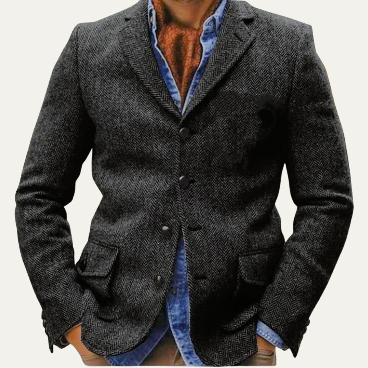 The Ortisei Men's TweedSingle Breasted Business Blazer Suit - Dark Gray