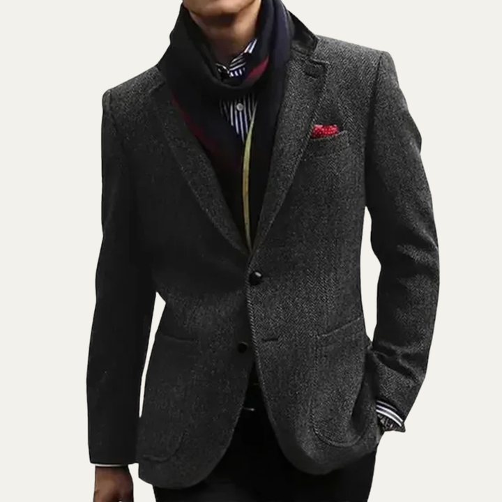 The Freiburg Men’s Trendy Herringbone Blazer Single Breasted Smart Blazer