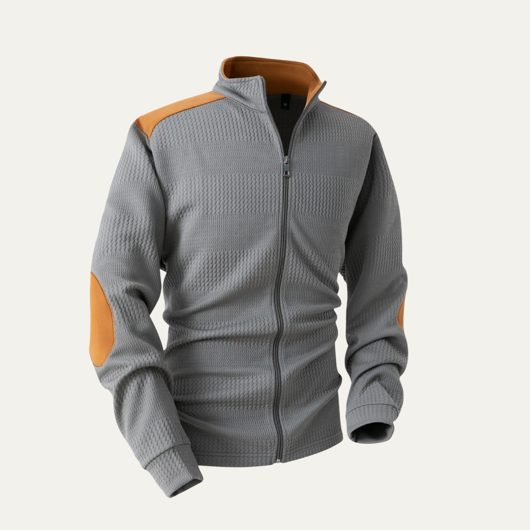 The Corato Men’s Casual Lightweight Patchwork Stand Collar Zip Jacket