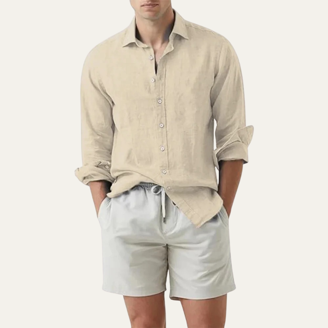 The Alberobello Men’s Solid Color Summer Linen Button Up Shirt
