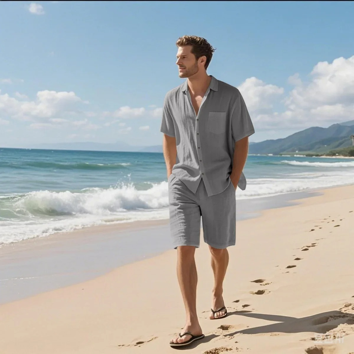 The Silverbrook Men’s Casual Retro Beach Set – Shirt & Shorts