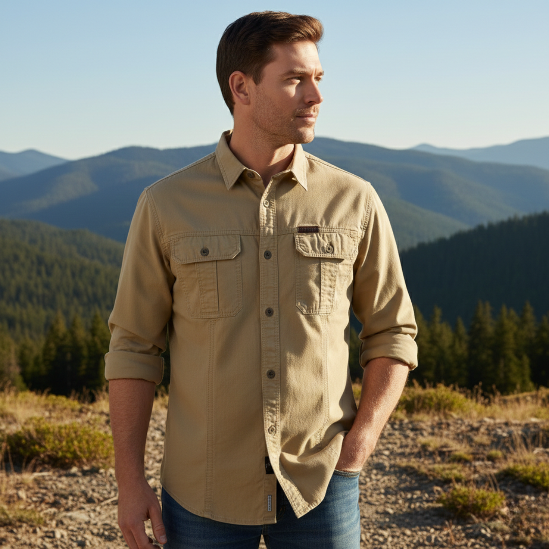 The Ashton Ridge Men’s Solid Color Multi Pocket Cargo Shirt