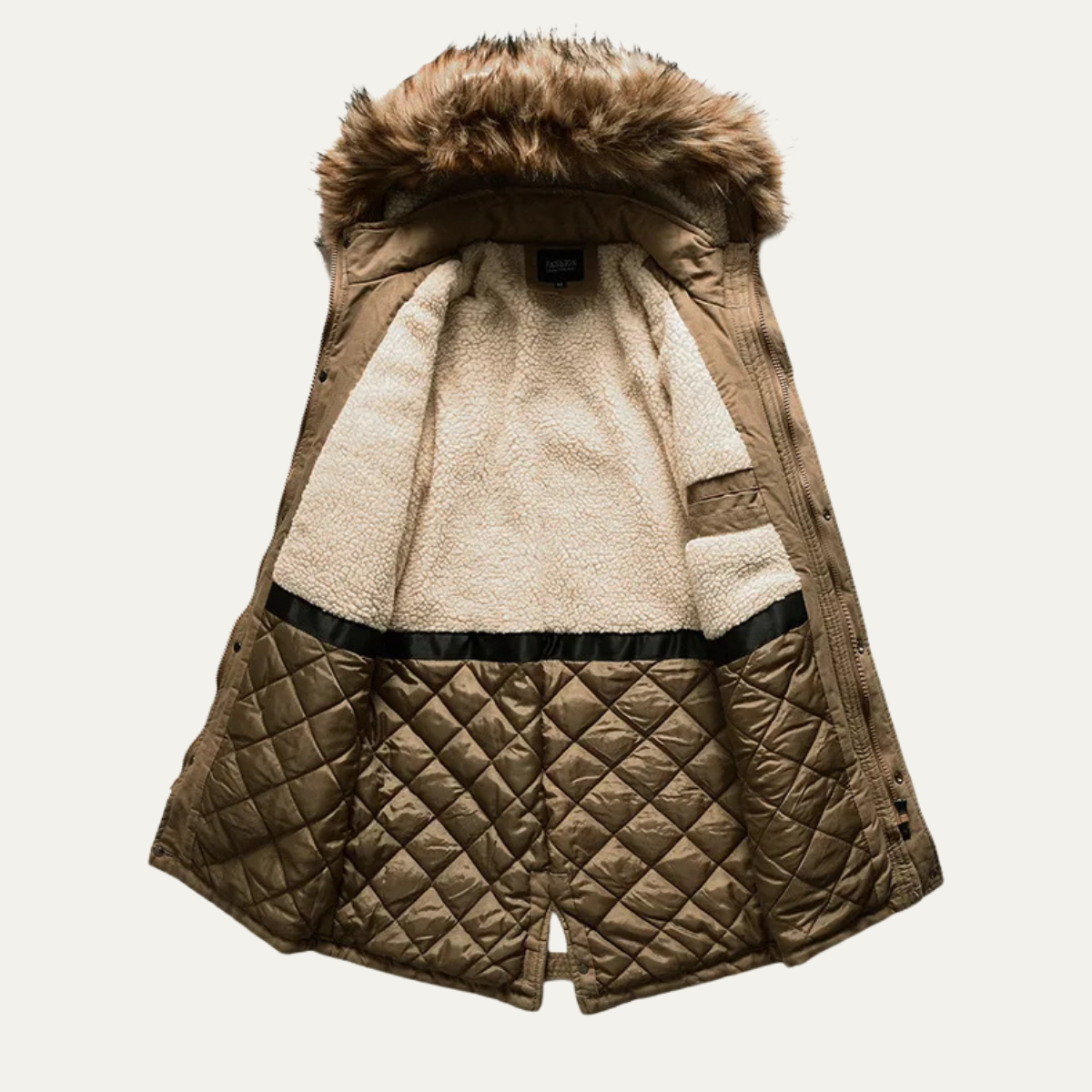 The Lipari Men's Long Down Hooded Jacket with Fur Collar