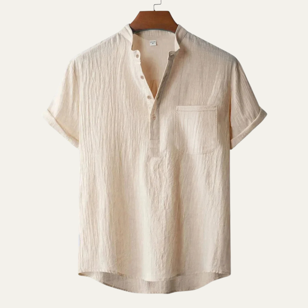The Santa Monica Men’s Linen Henley Beach Shirt