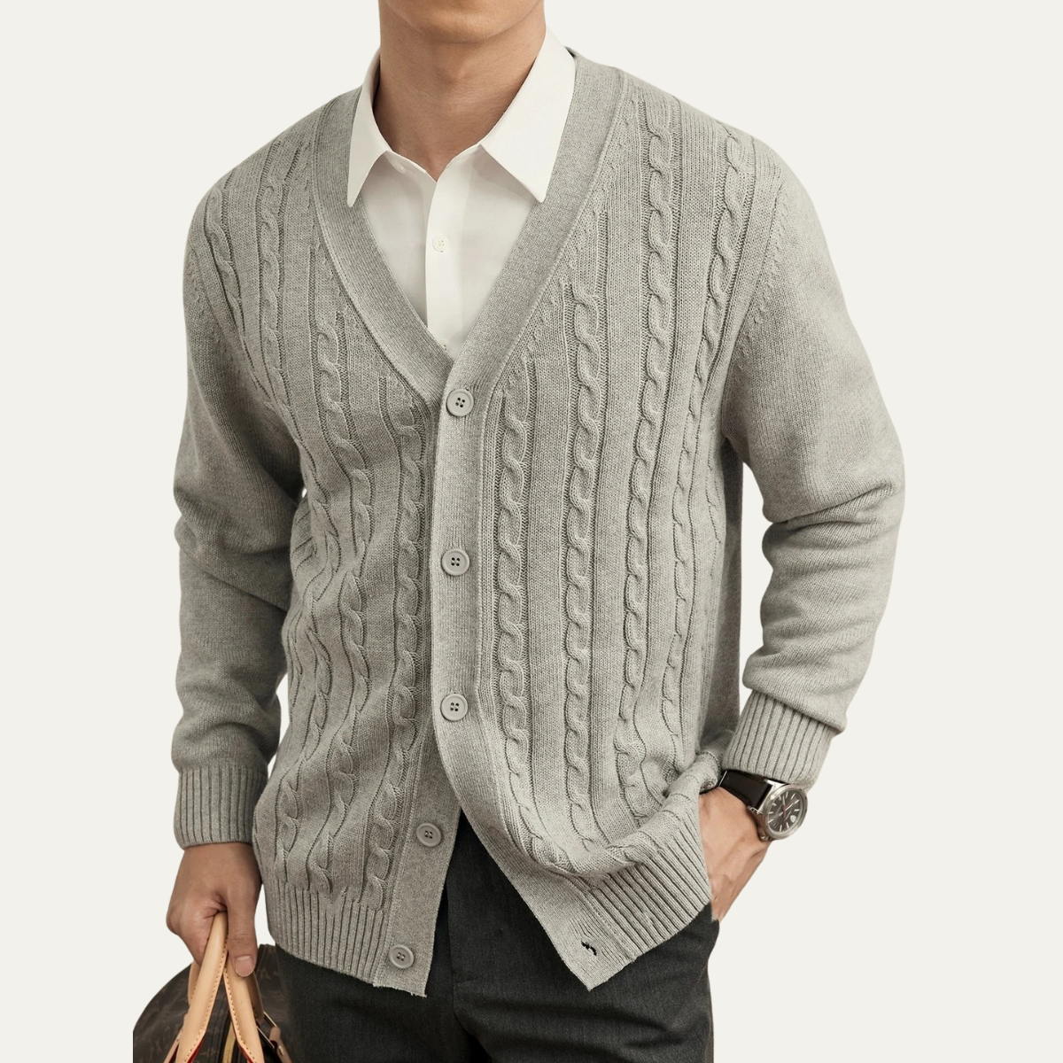 The Heathmoor Men’s Stylish V Neck Knit Winter Cardigan