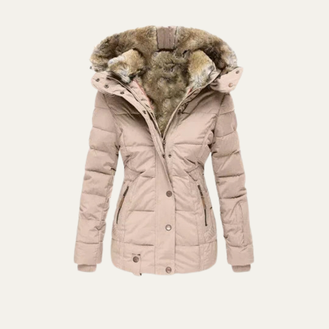 Women's Faux Fur Hooded Winter Jacket – Warm Quilted Puffer Coat