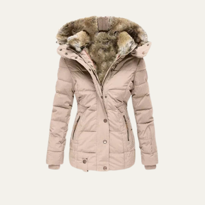 Women's Faux Fur Hooded Winter Jacket – Warm Quilted Puffer Coat