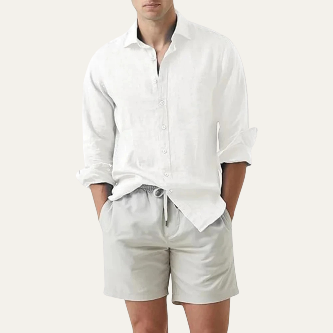 The Ostuni Men’s Solid Color Casual Linen Button Up Shirt